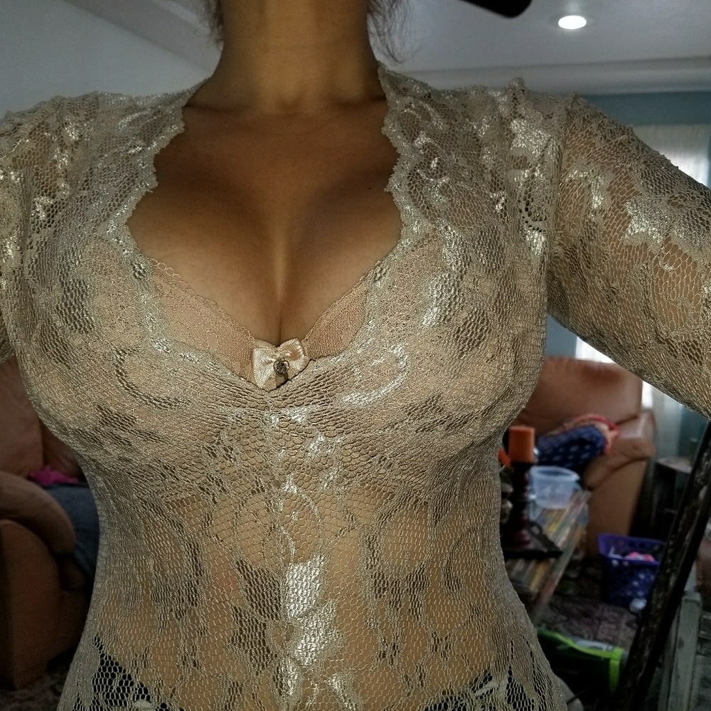 Nude All Lace Bodysuit, Med